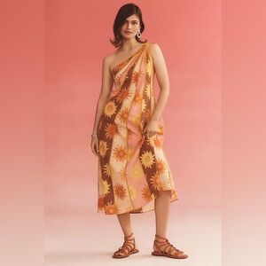 FARM Rio One Shoulder Sun Print Dress in Pink and Orange